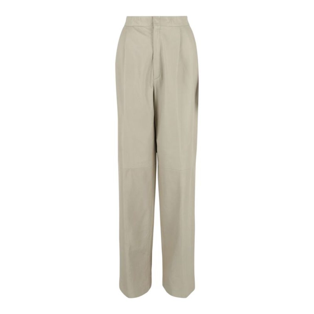 Gucci Leather Wide-Leg Pants Grey Womens